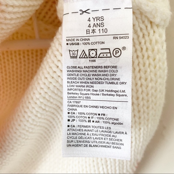 NEW with tags Baby Gap Knit Poncho Girls White\Red Size 4 - Picture 6 of 7